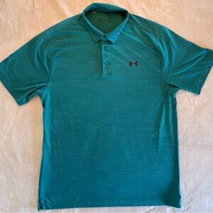 UnderArmour | L | Teal Blue Short Sleeve HeatGear Loose Fit Golf Collared Shirt